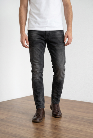 Jeans Carrot fit neri, in cotone, chiusura con bottone e zip