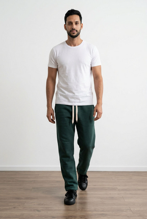 Pantalone della tuta da uomo, con vita elasticizzata e coulisse regolabile a contrasto, tasche laterali pratiche, gamba dritta e leggermente affusolato sul fondo