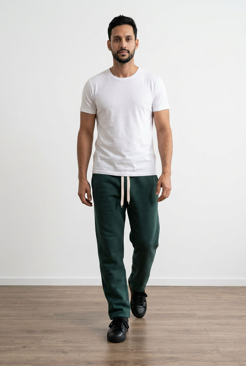 Pantalone della tuta da uomo, con vita elasticizzata e coulisse regolabile a contrasto, tasche laterali pratiche, gamba dritta e leggermente affusolato sul fondo