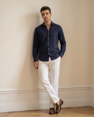 Camicia uomo misto lino fronte