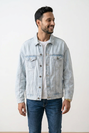 Giubbotto in Denim oversize, con spalla scesa, 100% cotone