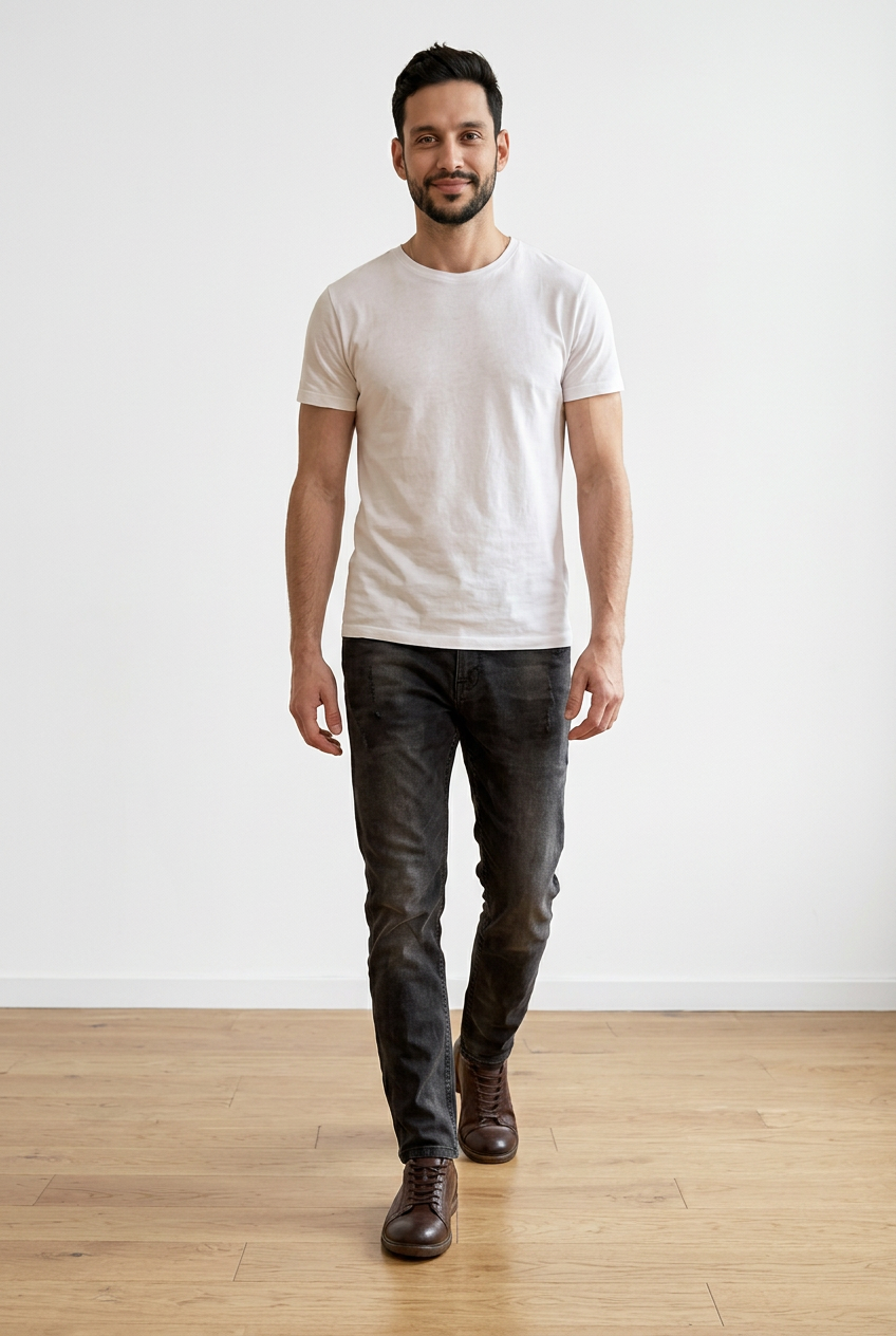 Jeans uomo Carrot fit neri, in cotone, chiusura con bottone e zip