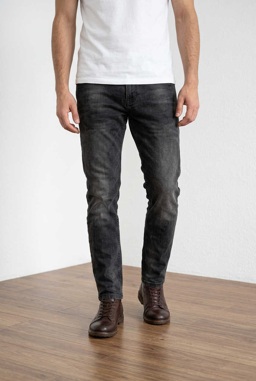 Jeans Carrot fit neri, in cotone, chiusura con bottone e zip