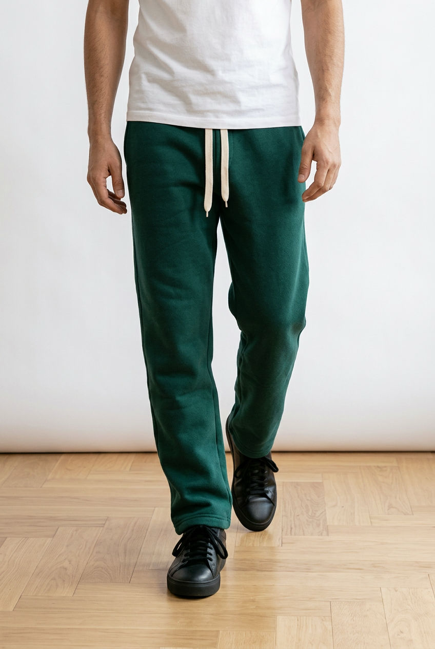 Pantalone della tuta con vita elasticizzata e coulisse regolabile a contrasto, tasche laterali pratiche, gamba dritta e leggermente affusolato sul fondo