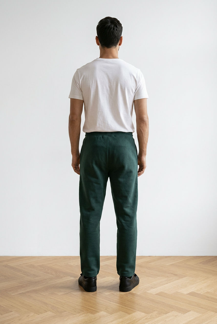 Pantalone della tuta con vita elasticizzata e coulisse regolabile a contrasto, tasche laterali pratiche, gamba dritta e leggermente affusolato sul fondo