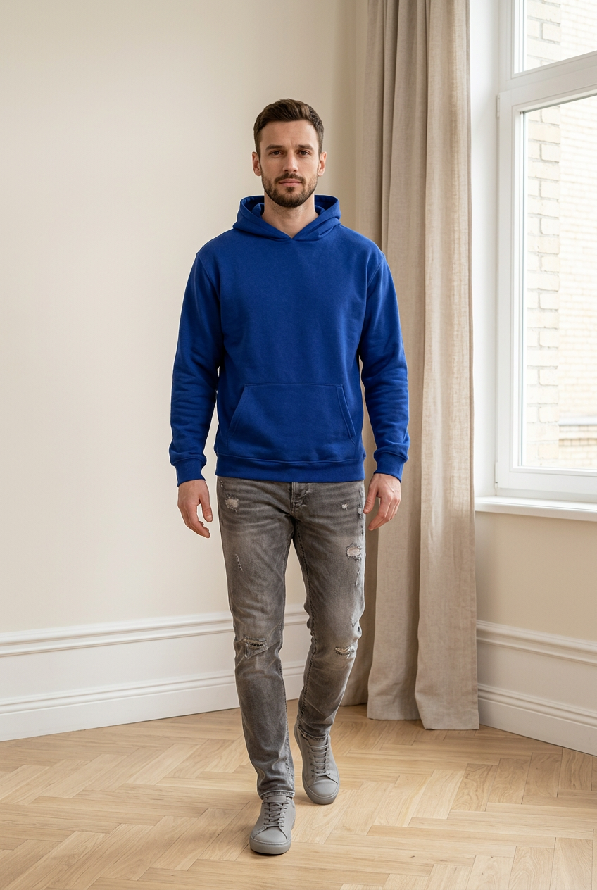 Felpa con cappuccio e tasca a marsupio con stampa sneakers stilizzata sul retro