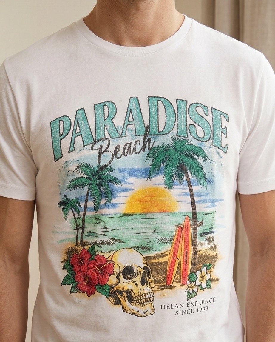 T-shirt bianca uomo primo piano