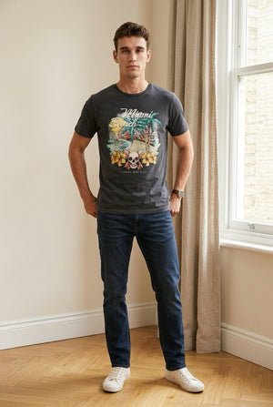 T-shirt nera uomo con stampa
